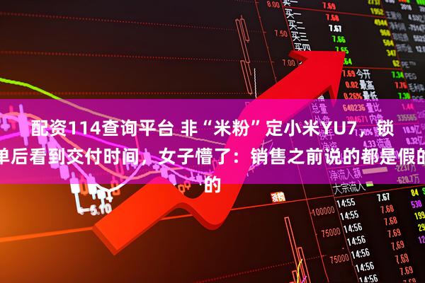 配资114查询平台 非“米粉”定小米YU7，锁单后看到交付时间，女子懵了：销售之前说的都是假的